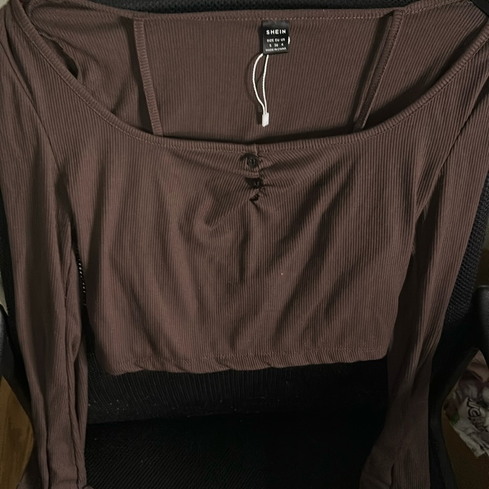 Cropped Long Sleeve Flared Button Up